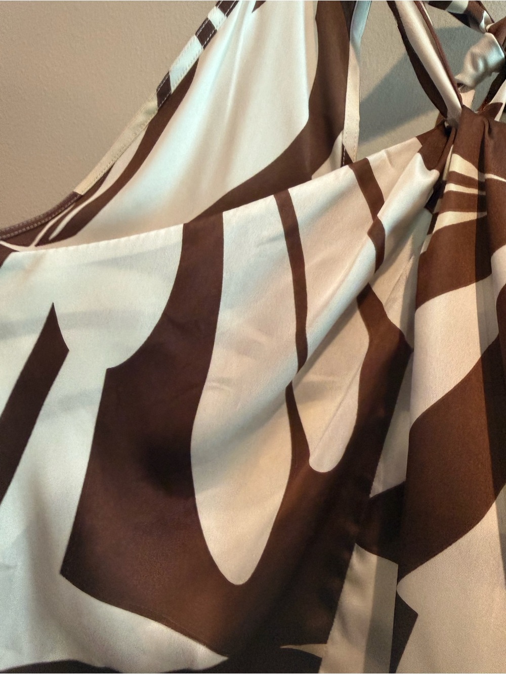 Worthington Brown and Cream Halter-Style Printed Dress - Picture 4 of 4
